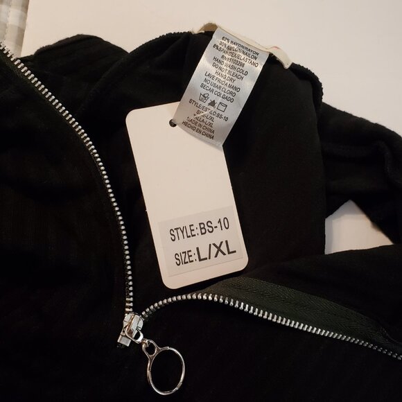 Women Sleeveless Knit Bodysuit Black Color 1/4 Zip up front closure. Mock Neck. - Picture 12 of 12